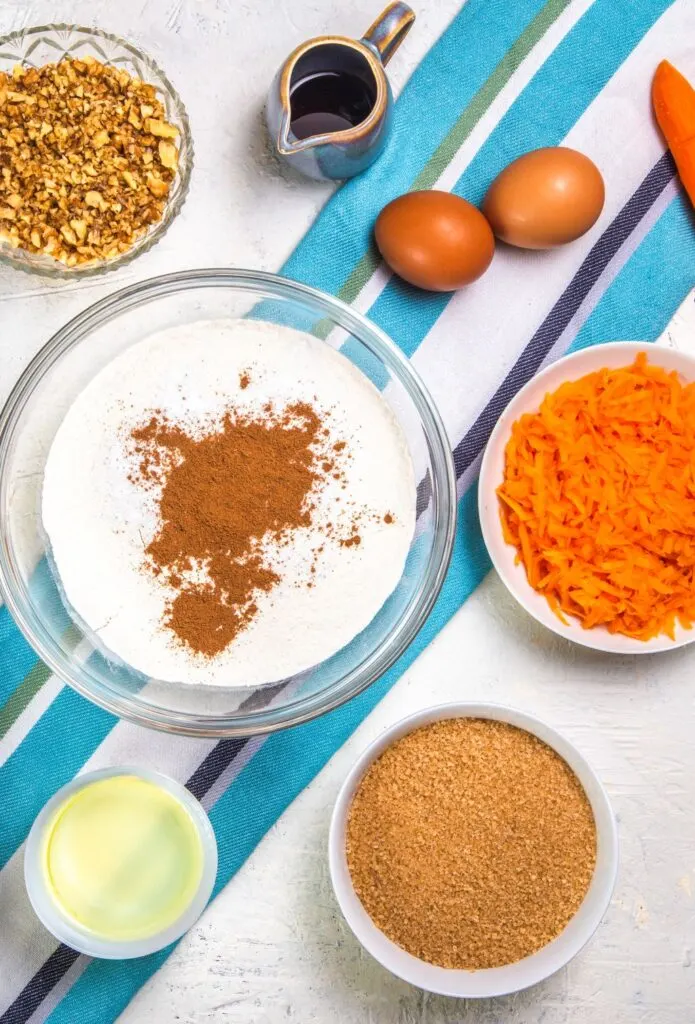 ingredients for carrot loaf cake