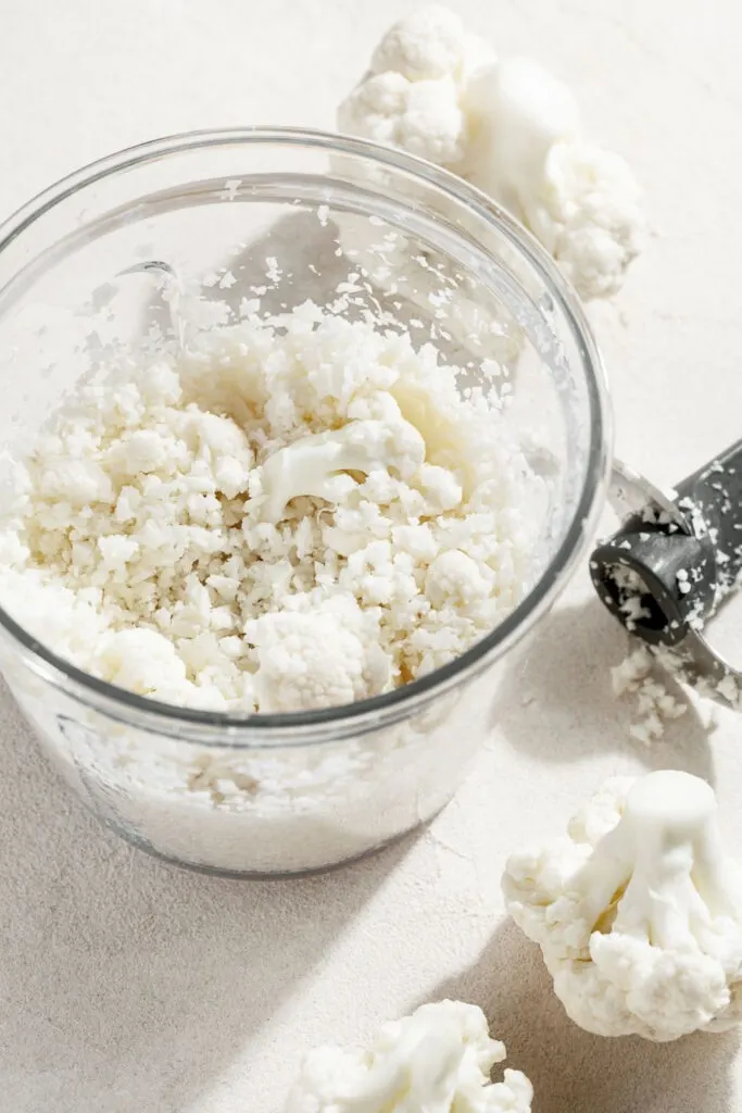 cauliflower rice in a food processor