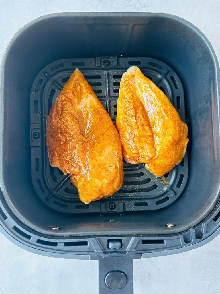 marinated chicken breasts in air fryer basket