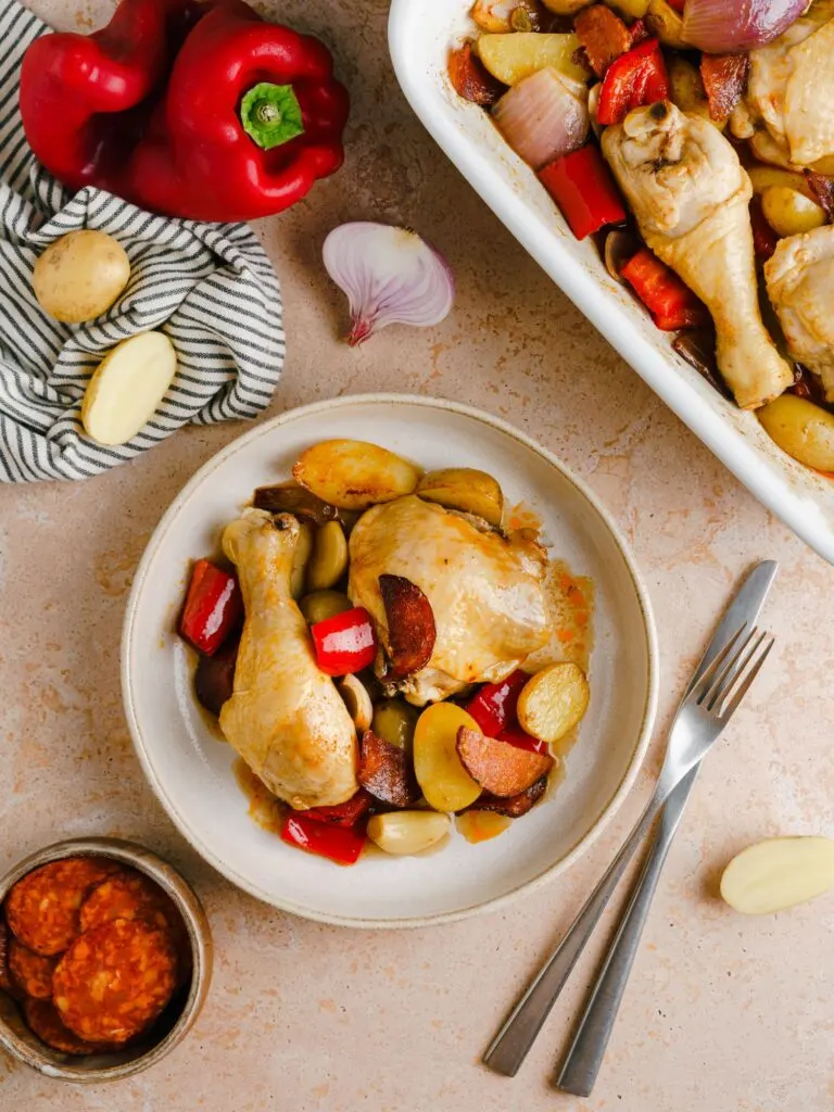 chicken chorizo tray bake recipe