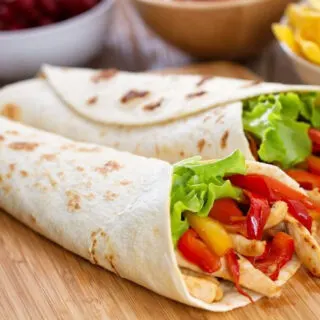 chicken fajitas in tortilla