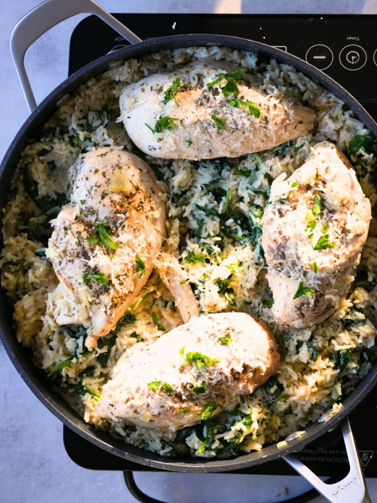 One Pot Garlic Parmesan Chicken and Rice