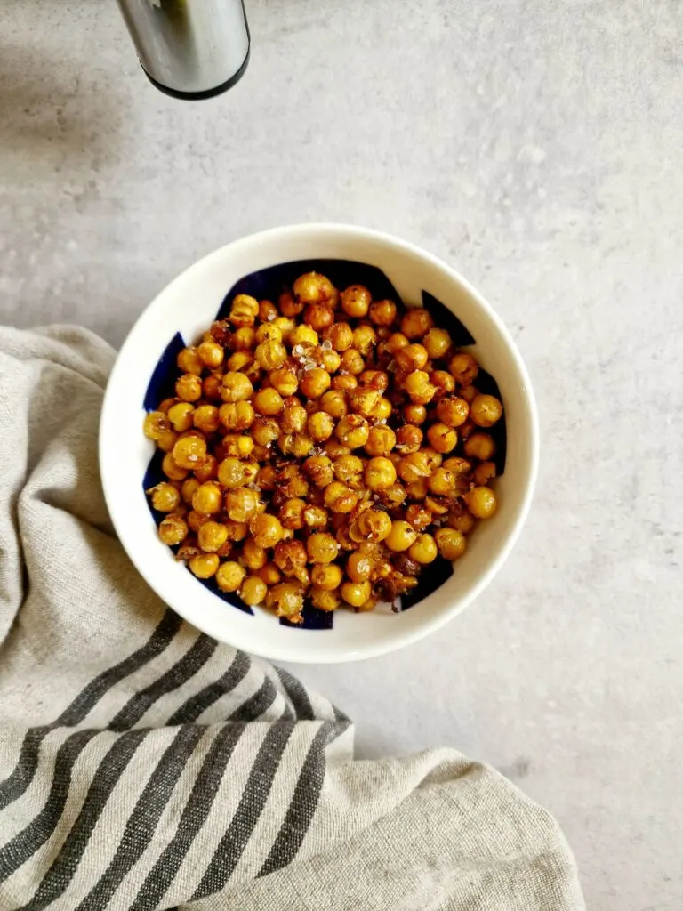 air fryer chickpea snacks in a bowl