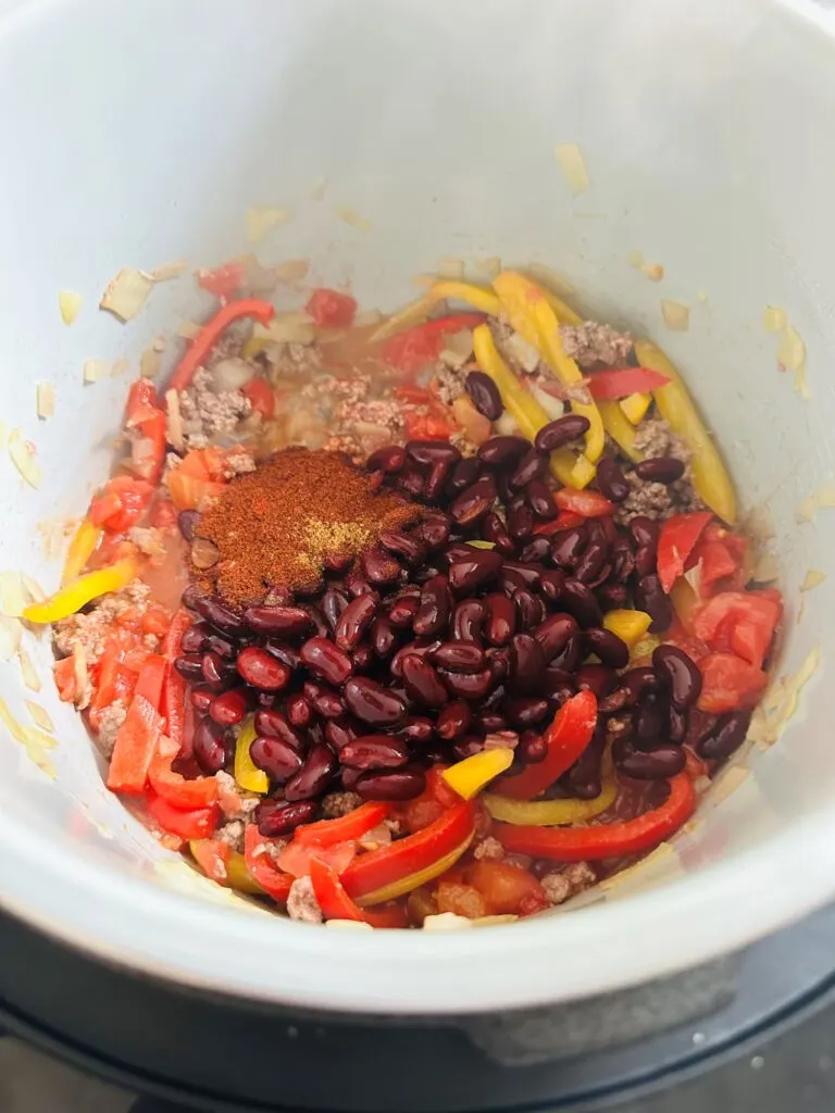 chilli con carne ingredients in Ninja Foodi