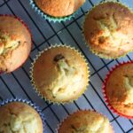 chocolate chip muffins on a wire rack