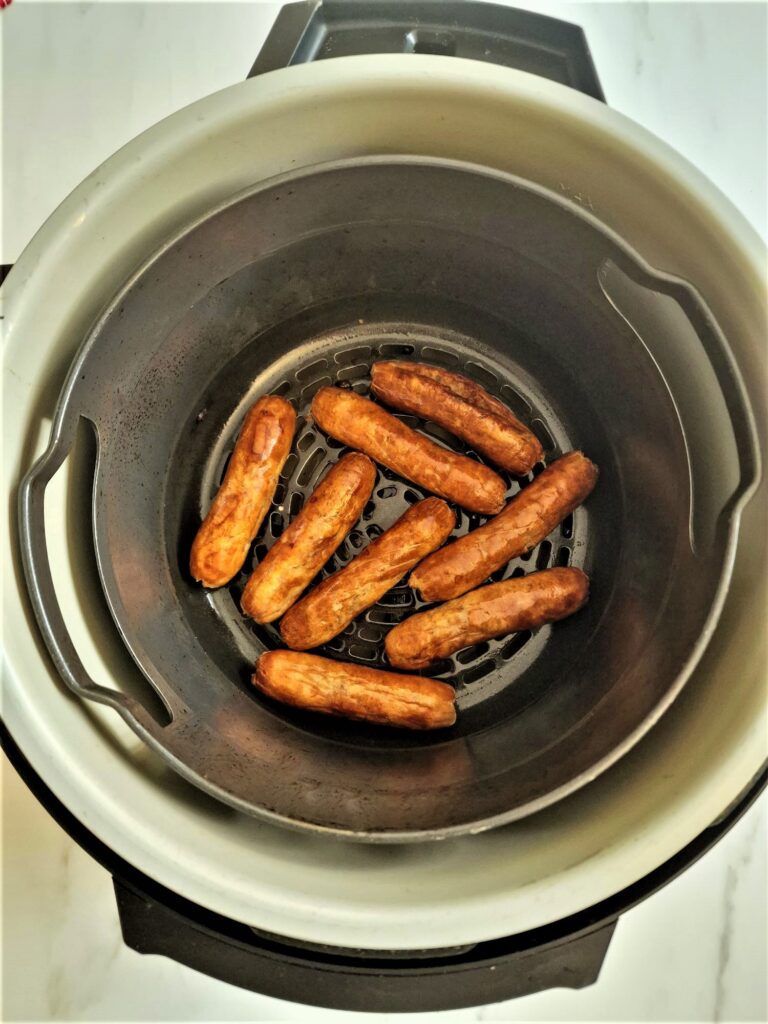 frozen sausages cooked in air fryer basket