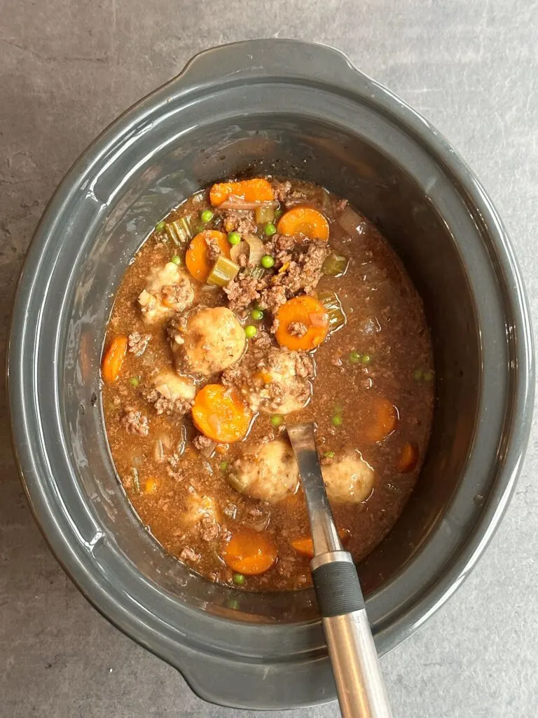 cooked slow cooker mince and dumplings