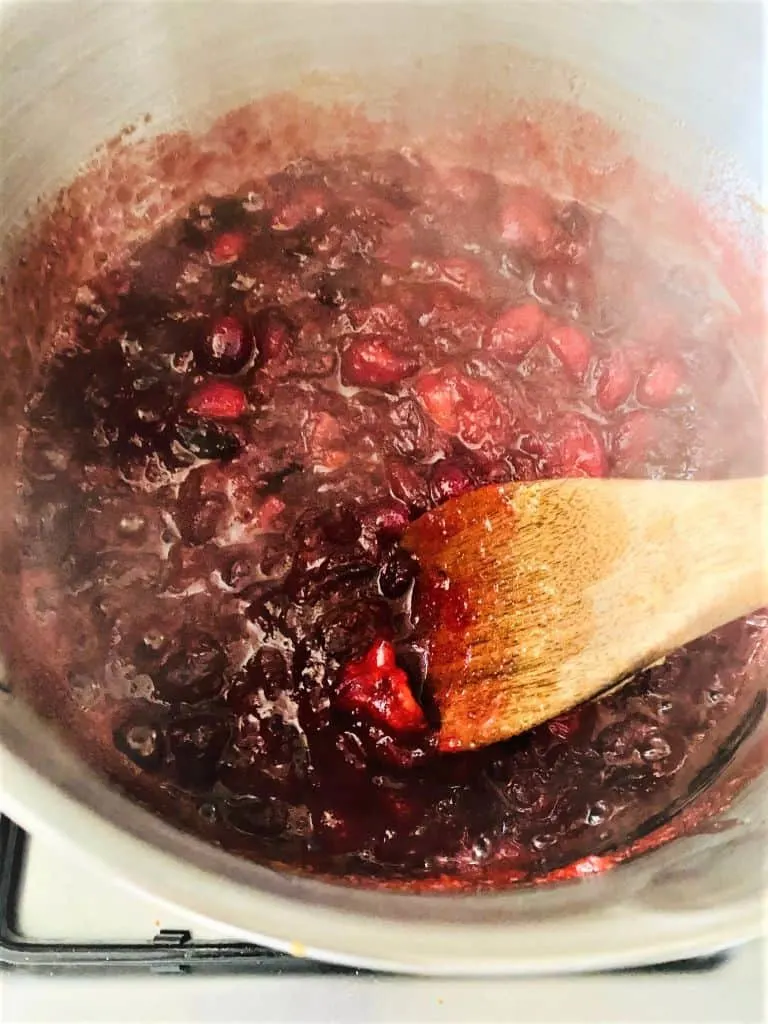 cranberries in saucepan