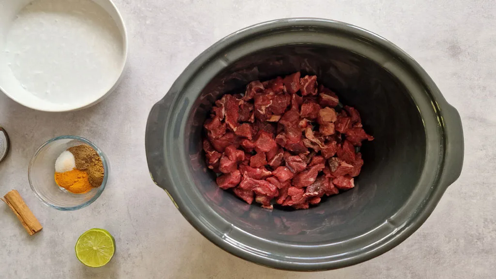 raw beef in slow cooker