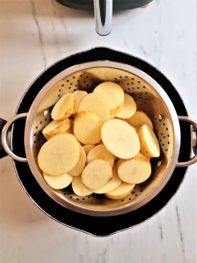 drained potato slices