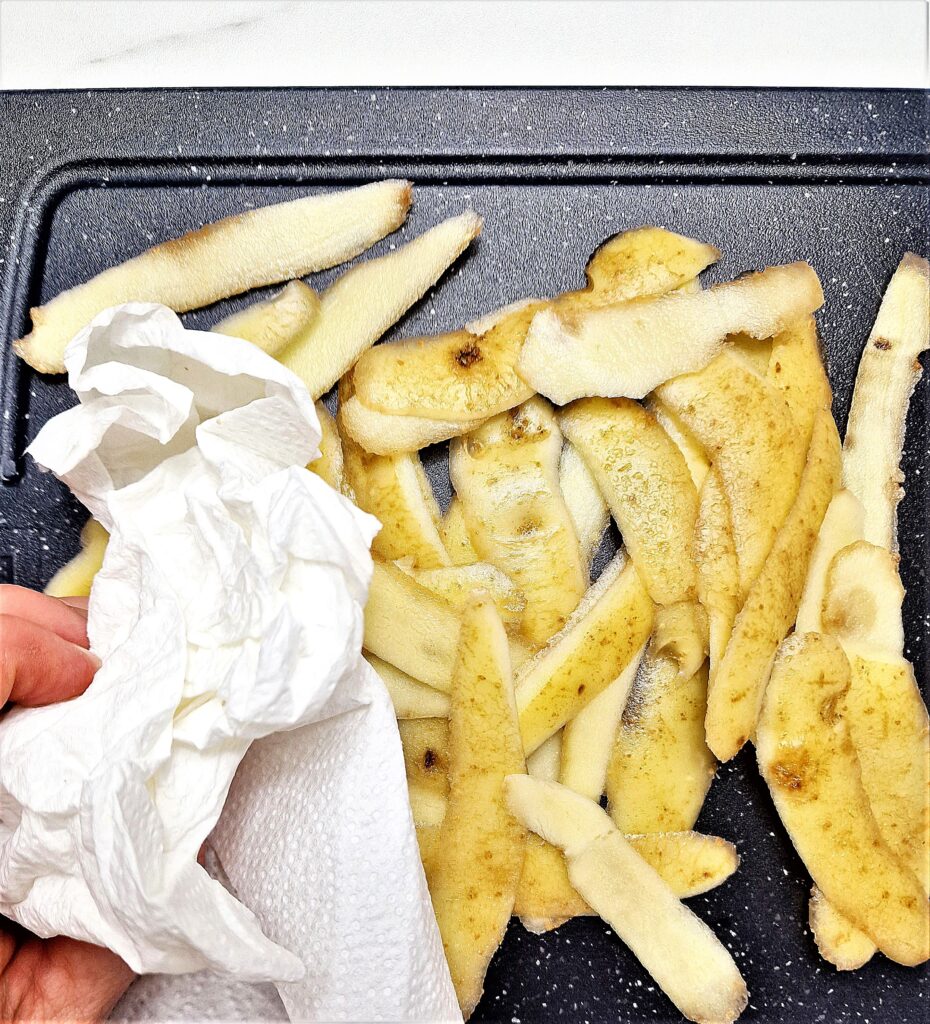 drying off potato peelings