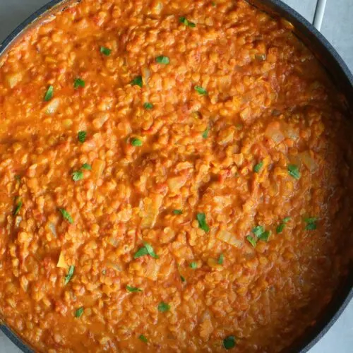 red lentil curry cooked in a ninja pan