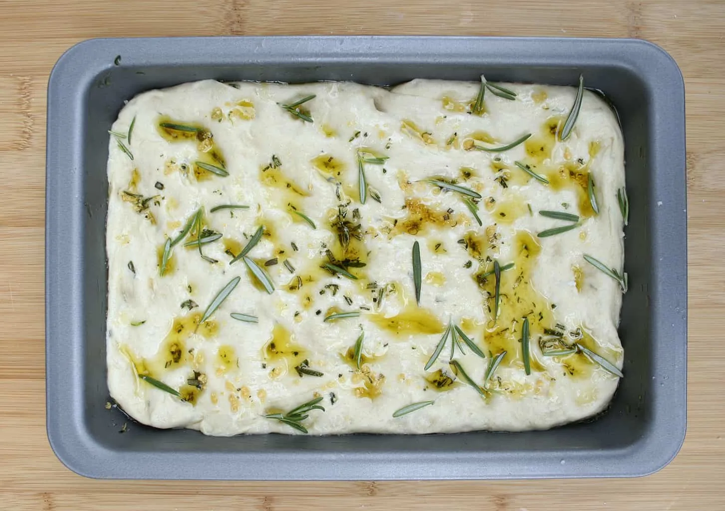 finished dough in tin