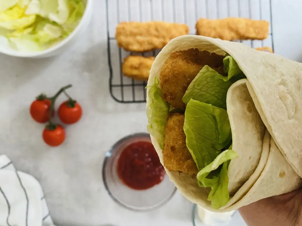 fish finger wrap up close