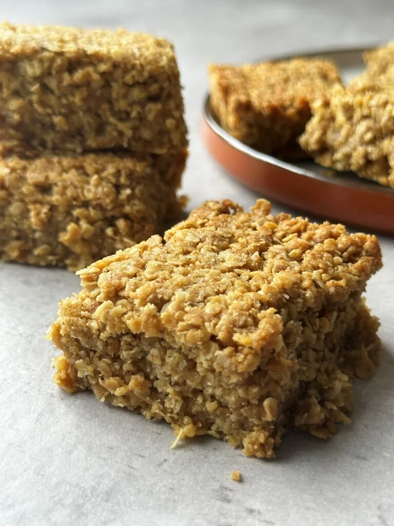 flapjack portion in front of other flapjack portions on a plate