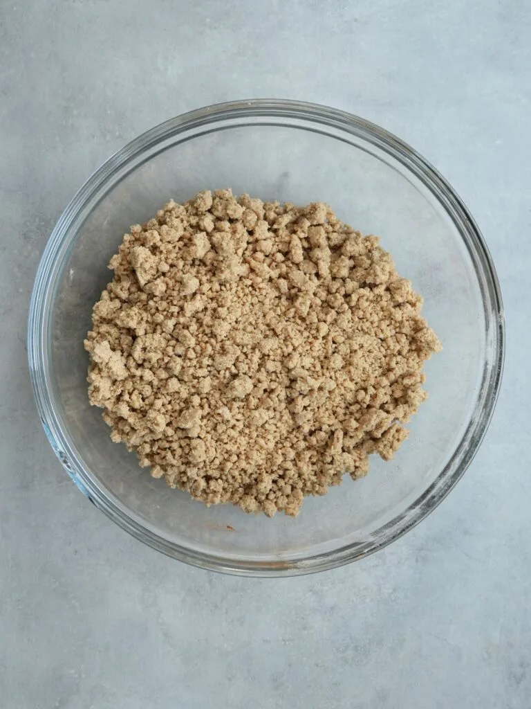 butter mixed with flour to form crumble
