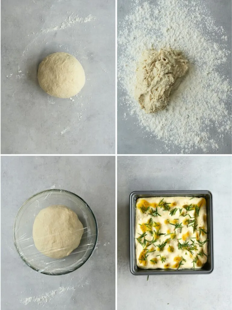 steps to making dough for focaccia for cooking in the Ninja Speedi
