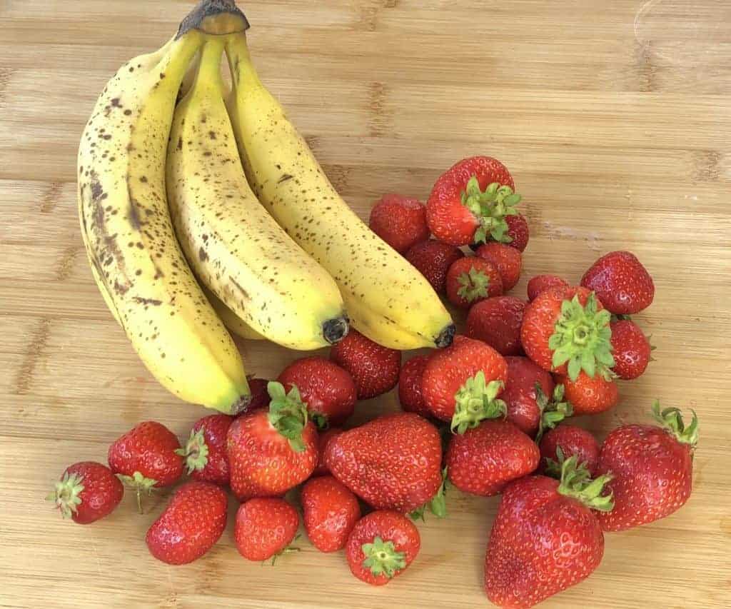 fresh bananas and strawberries