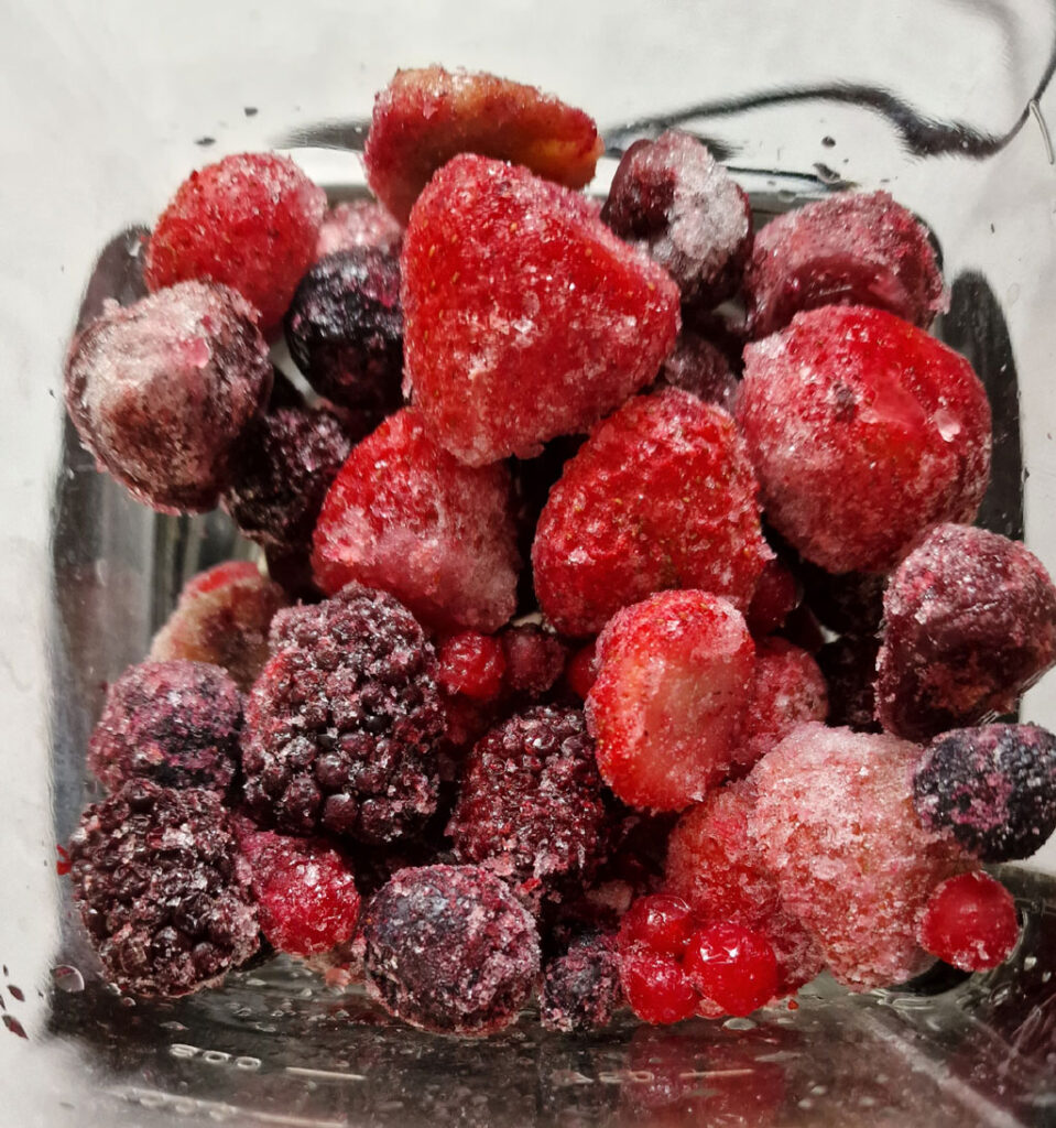 frozen fruit in blender