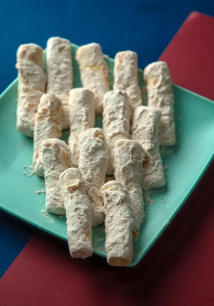 halloumi sticks rolled in flour