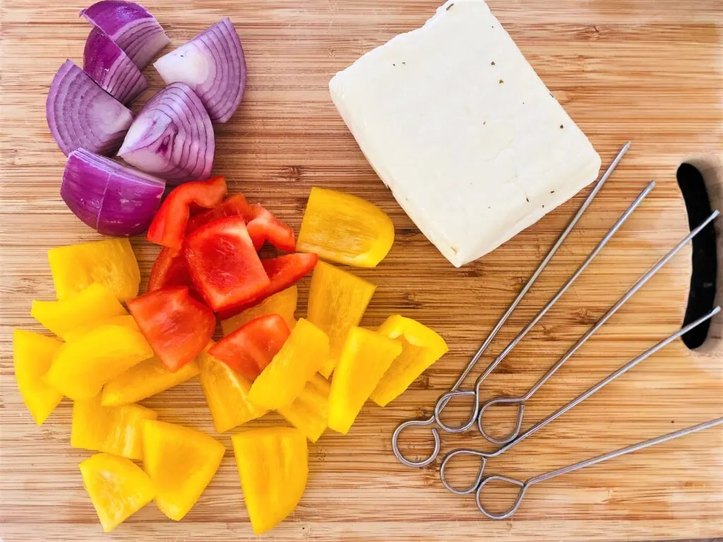 ingredients for halloumi kebabs