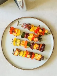 Air Fryer Halloumi Kebabs In A Sweet Chilli Sauce