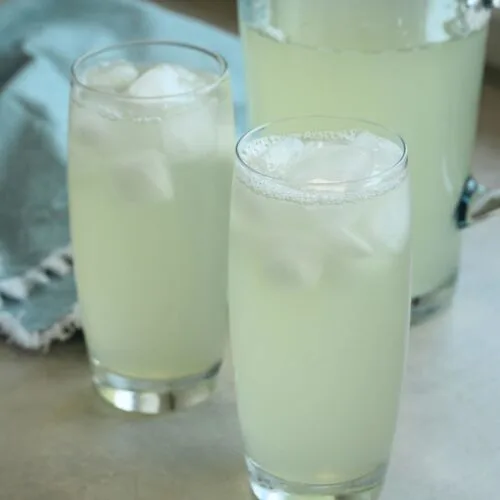 homemade in glasses with jug behind