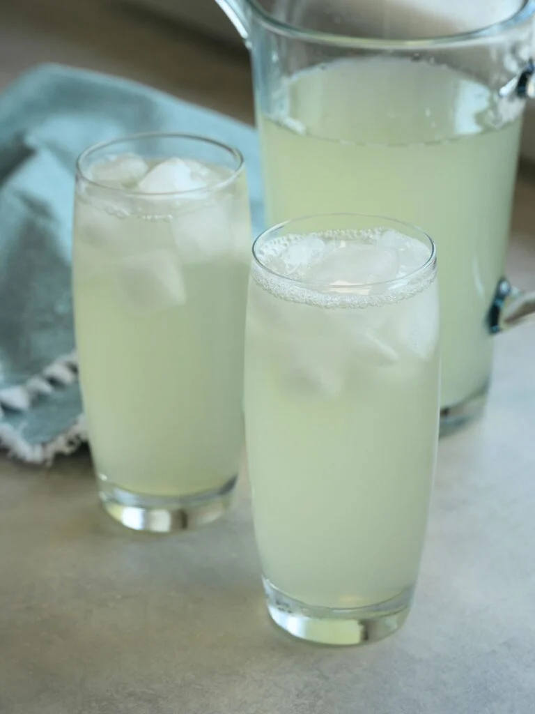 homemade in glasses with jug behind