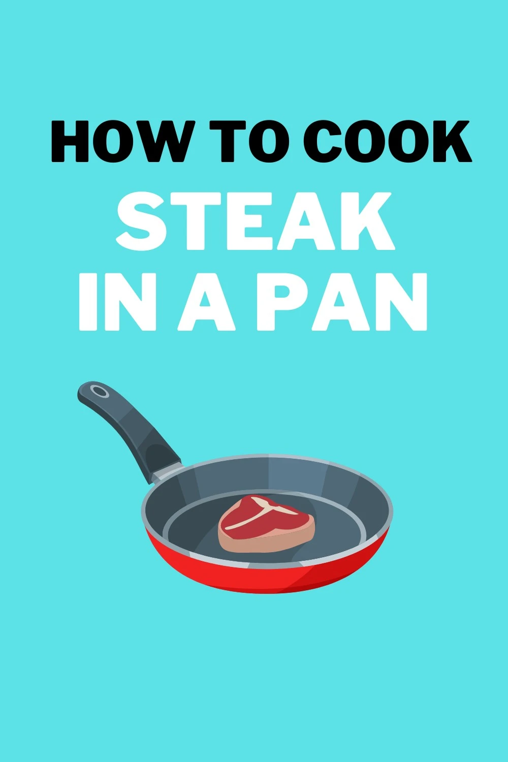 how to cook steak in a pan with a illustration of a raw steak in a frying pan