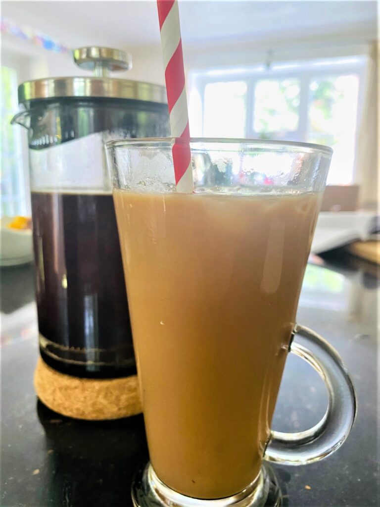 cafetiere and iced coffee