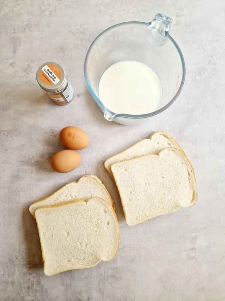 bread eggs milk and cinnamon for making air fryer French toast