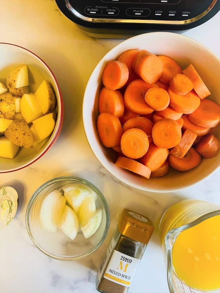 ingredients carrot and orange soup