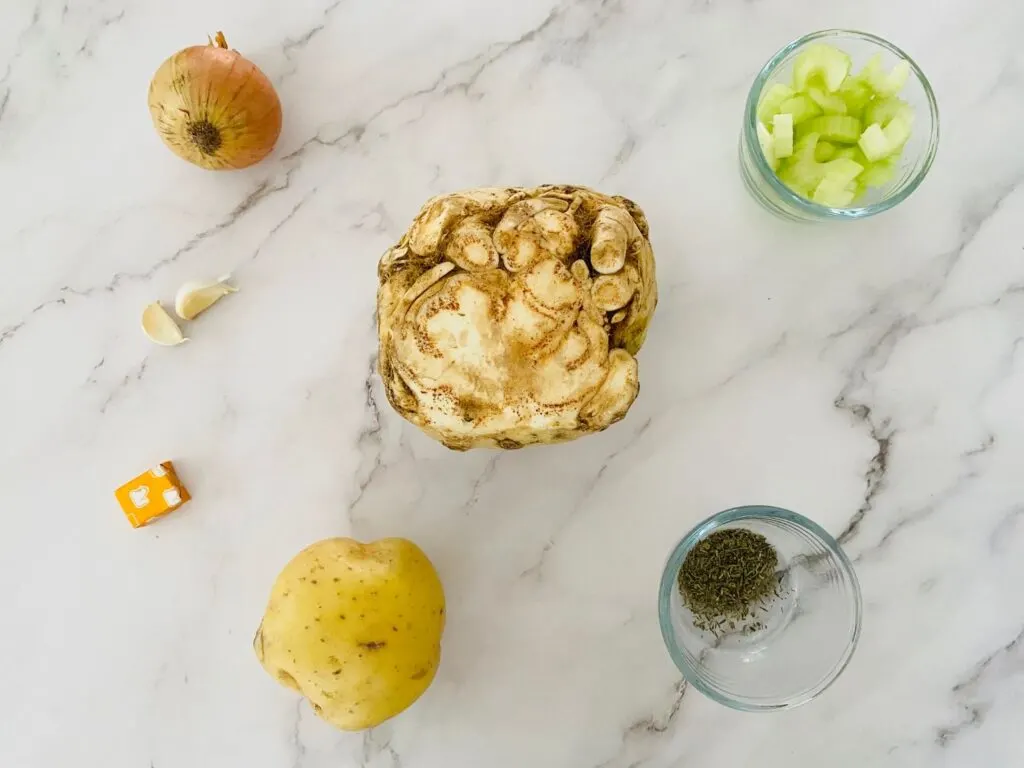 ingredients for celeriac soup