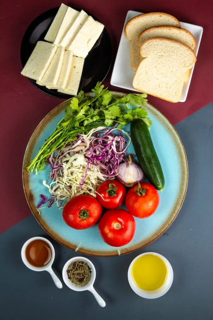 ingredients for halloumi salad