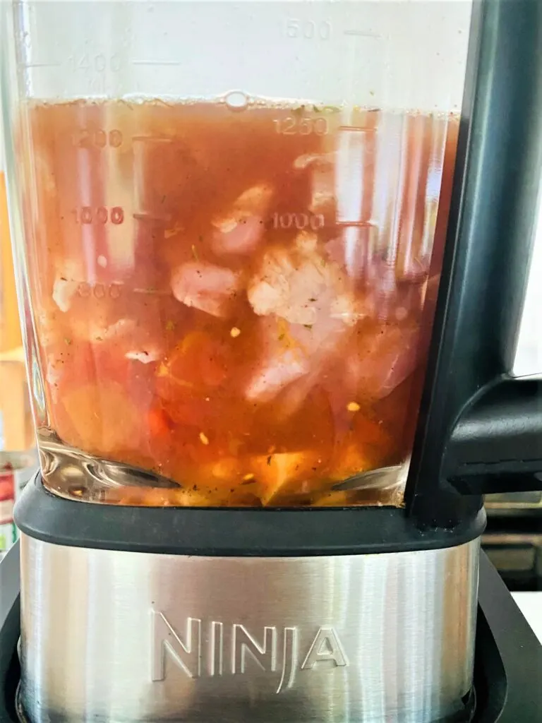 ingredients for Jamaican Jerk chicken soup in Ninja soup maker