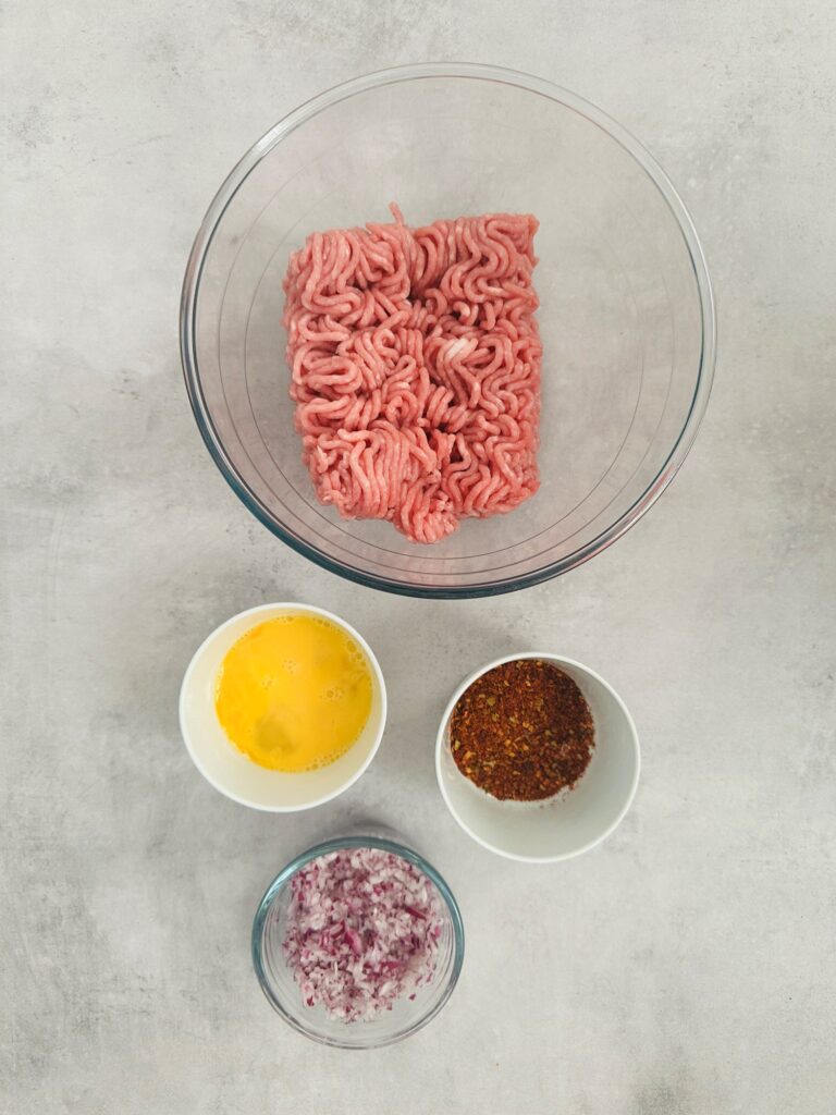 ingredients laid out for piri piri pork burgers