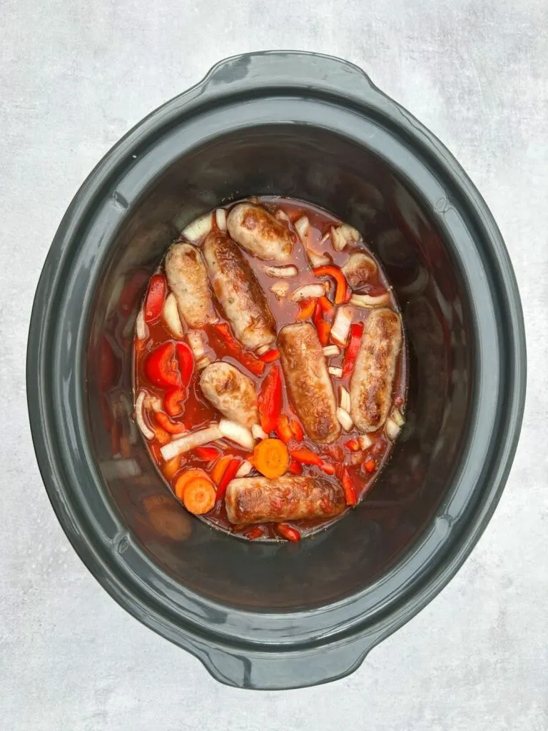 ingredients stirred slow cooker sausage casserole