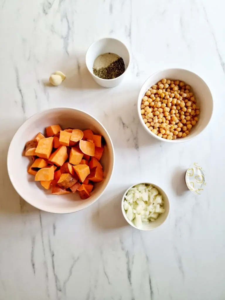 ingredients sweet potato chickpea soup