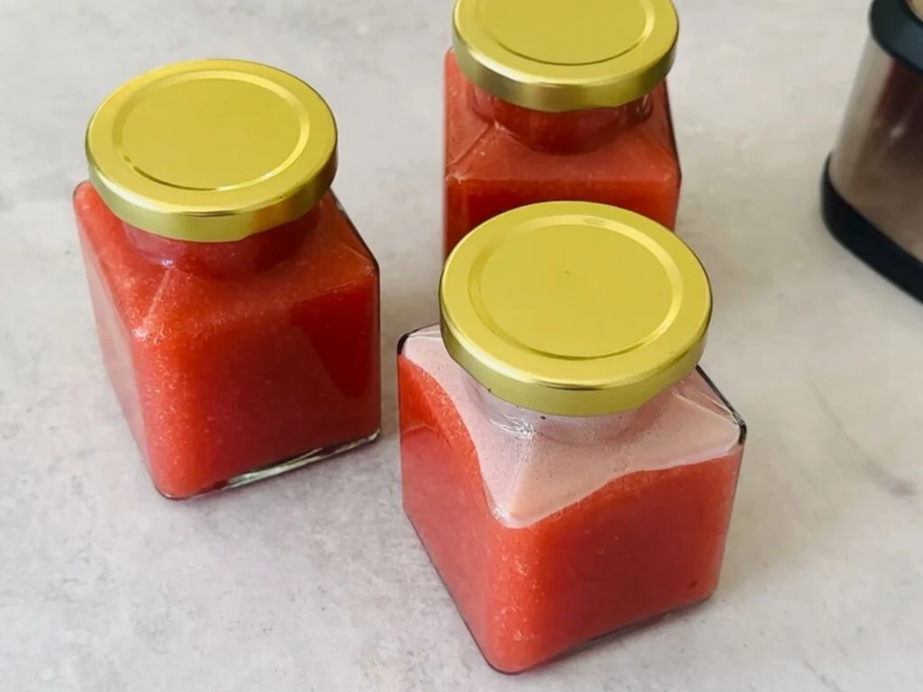 jam in 3 jars made in a ninja soup maker and blender