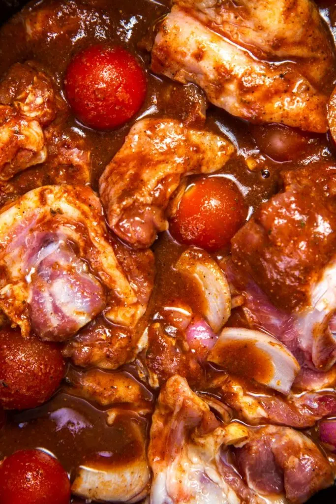 ingredients for slow cooker lamb curry up close