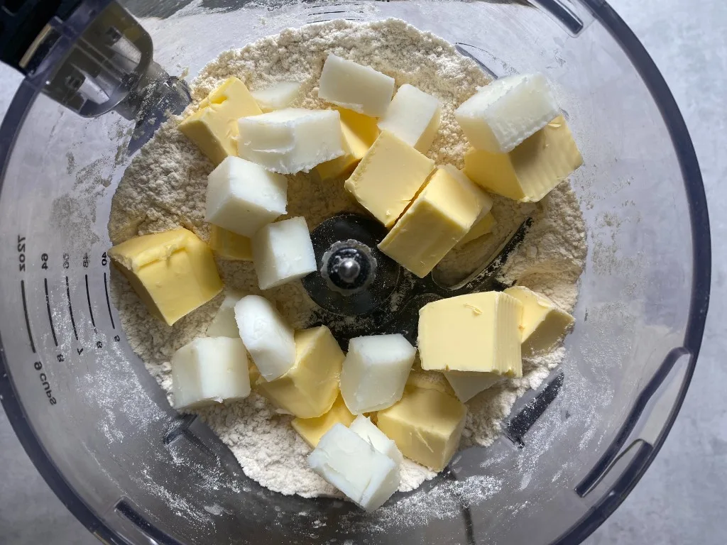 butter and lard in food processor