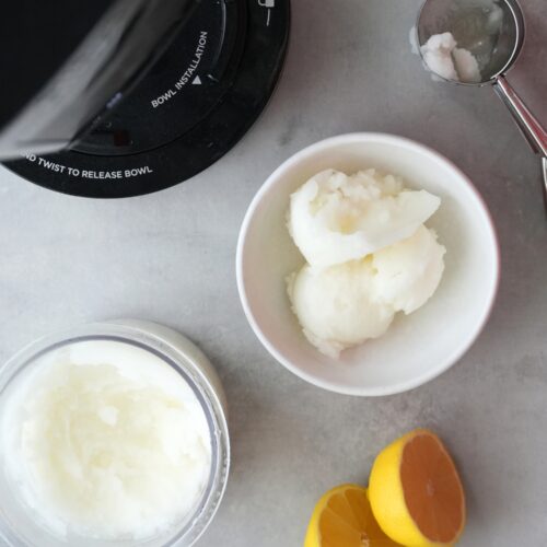 lemon sorbet made in the ninja creami
