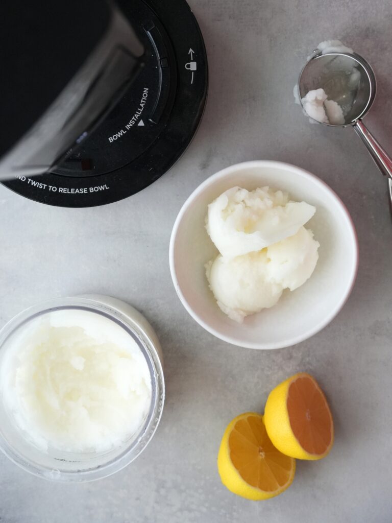 lemon sorbet made in the ninja creami