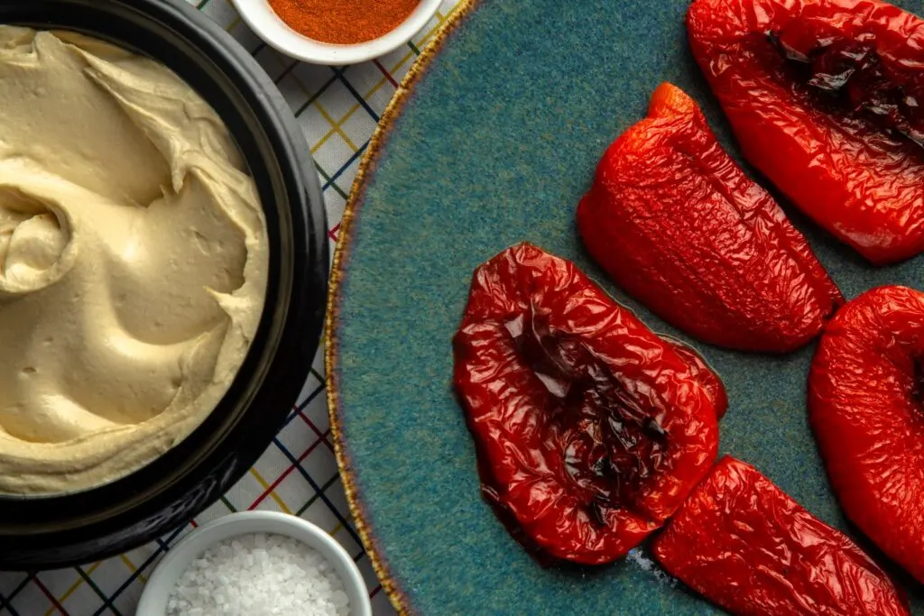 making roasted red pepper hummus from scratch