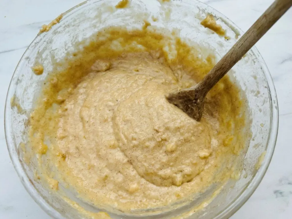 mashed banana mixed in for banana bread