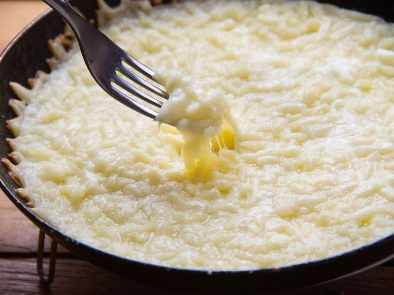 melt cheese in a pan