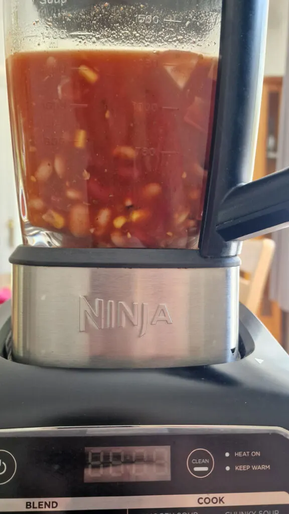ingredients for Mexican bean soup in Ninja soup maker jug