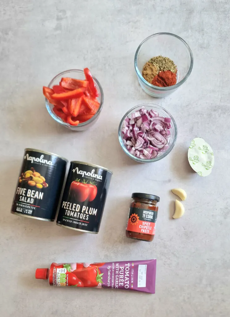 ingredients for Mexican Bean Salad