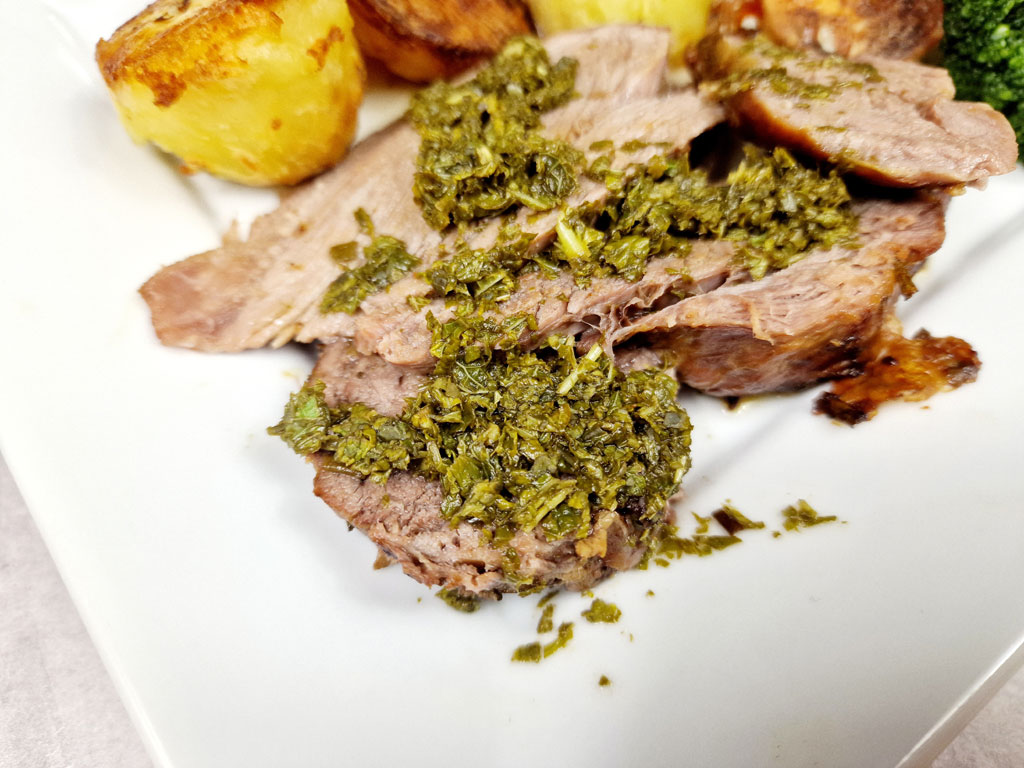 mint sauce on lamb