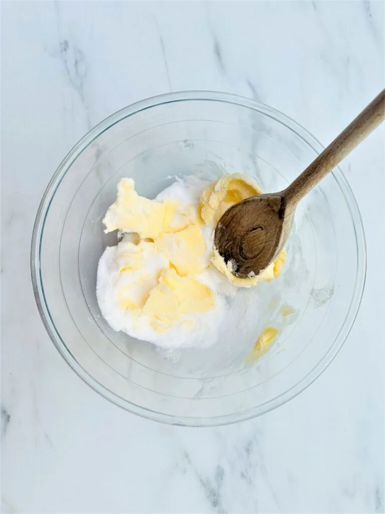 mixing butter and sugar for banana bread